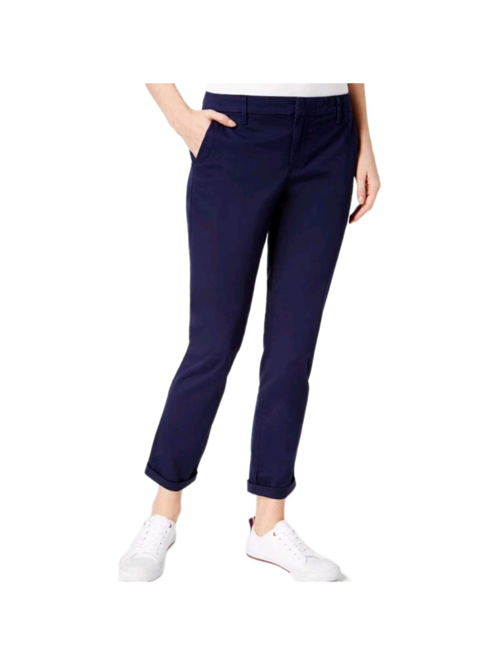 Tommy Hilfiger Women Navy Heritage Chino Slim Pants 6 Waist 30" Inseam 29" NWT